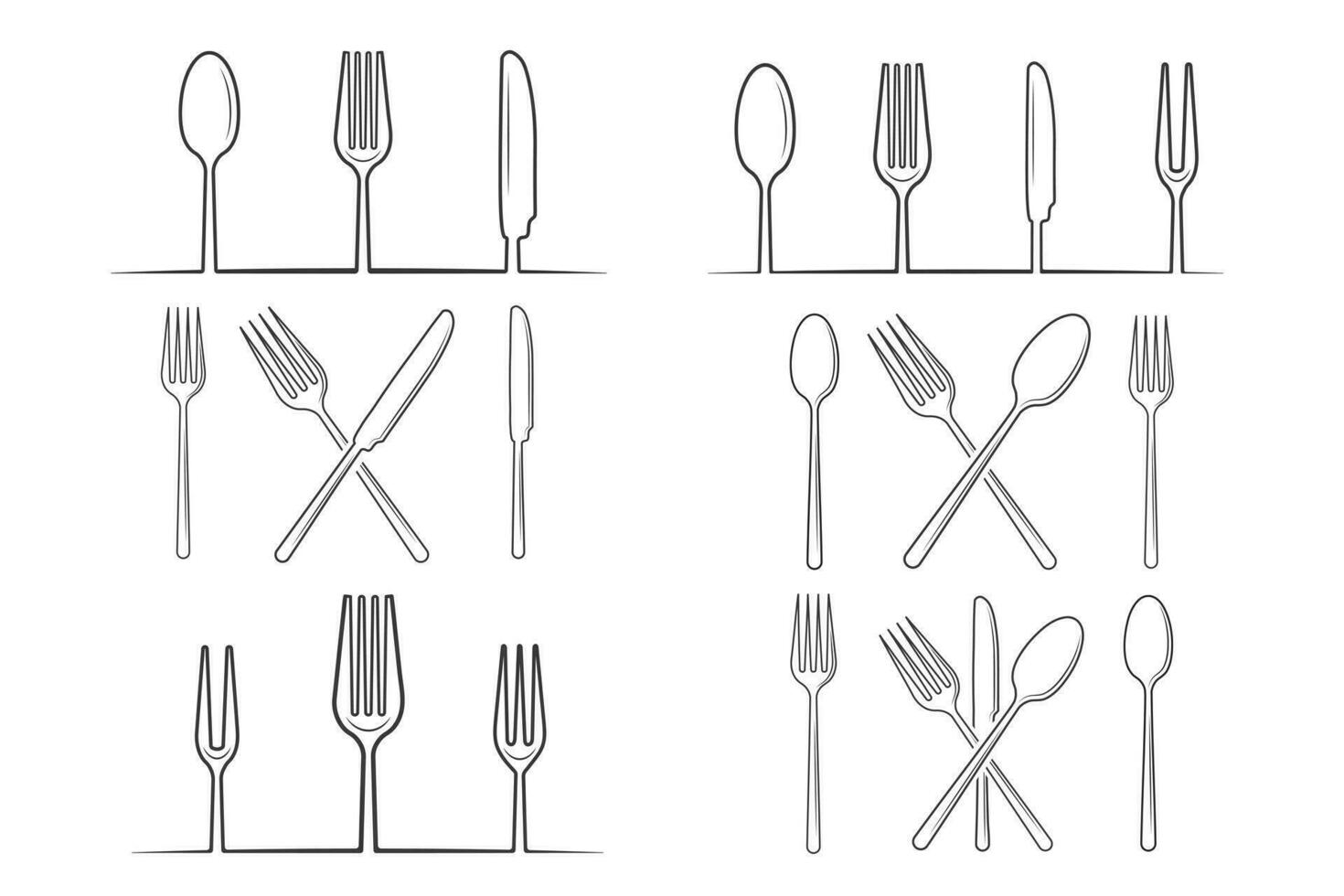 Cutlery Outline Bundle, Cutlery Silhouette Bundle, Fork Vector Bundle, Restaurant Equipment Bundle, Clip Art Bundle, Fork Spoon and Knife Outline Bundle