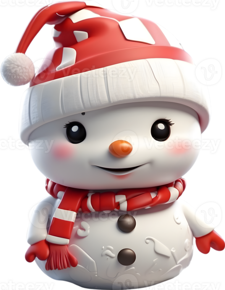 AI generated a cartoon snowman wearing a santa hat  AI Generative png