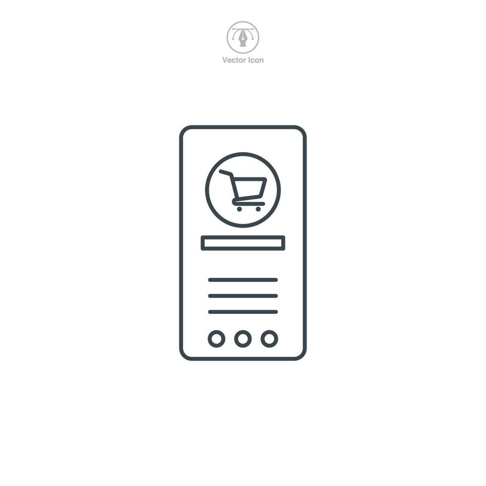 Mobile Phone with Shopping App Icon symbol vector illustration isolated on white background