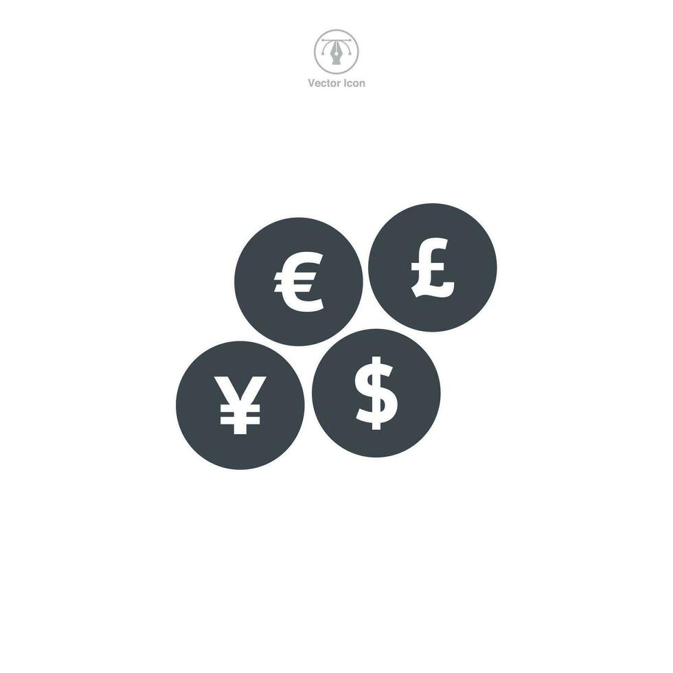 moneda dólar, euro, libra, o yen icono símbolo vector ilustración aislado en blanco antecedentes
