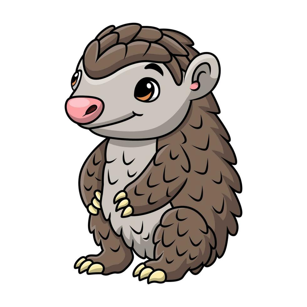 Cute pangolin cartoon on white background vector