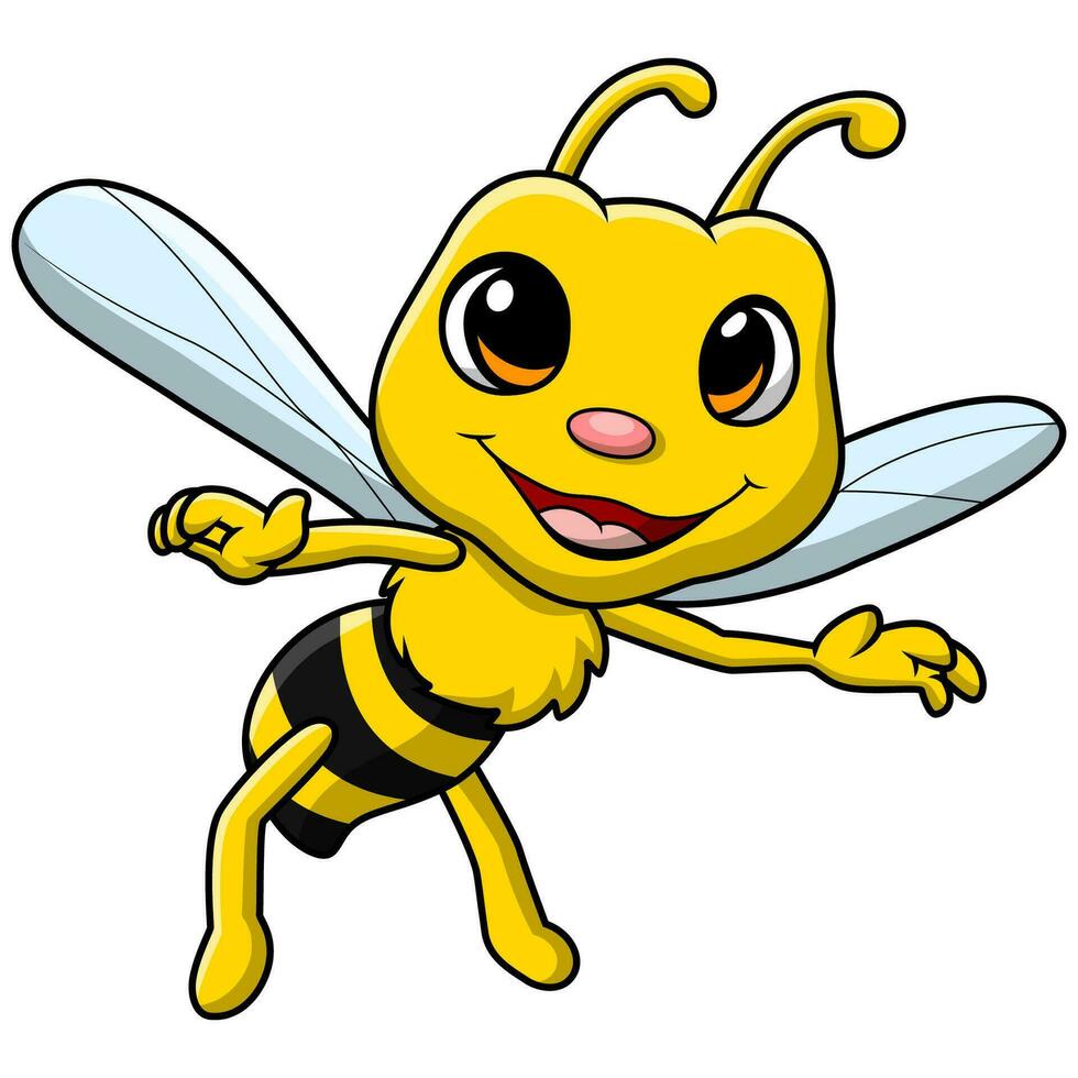 Cute bee cartoon on white background vector