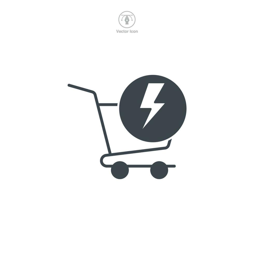 destello venta. compras carro y relámpago icono símbolo vector ilustración aislado en blanco antecedentes