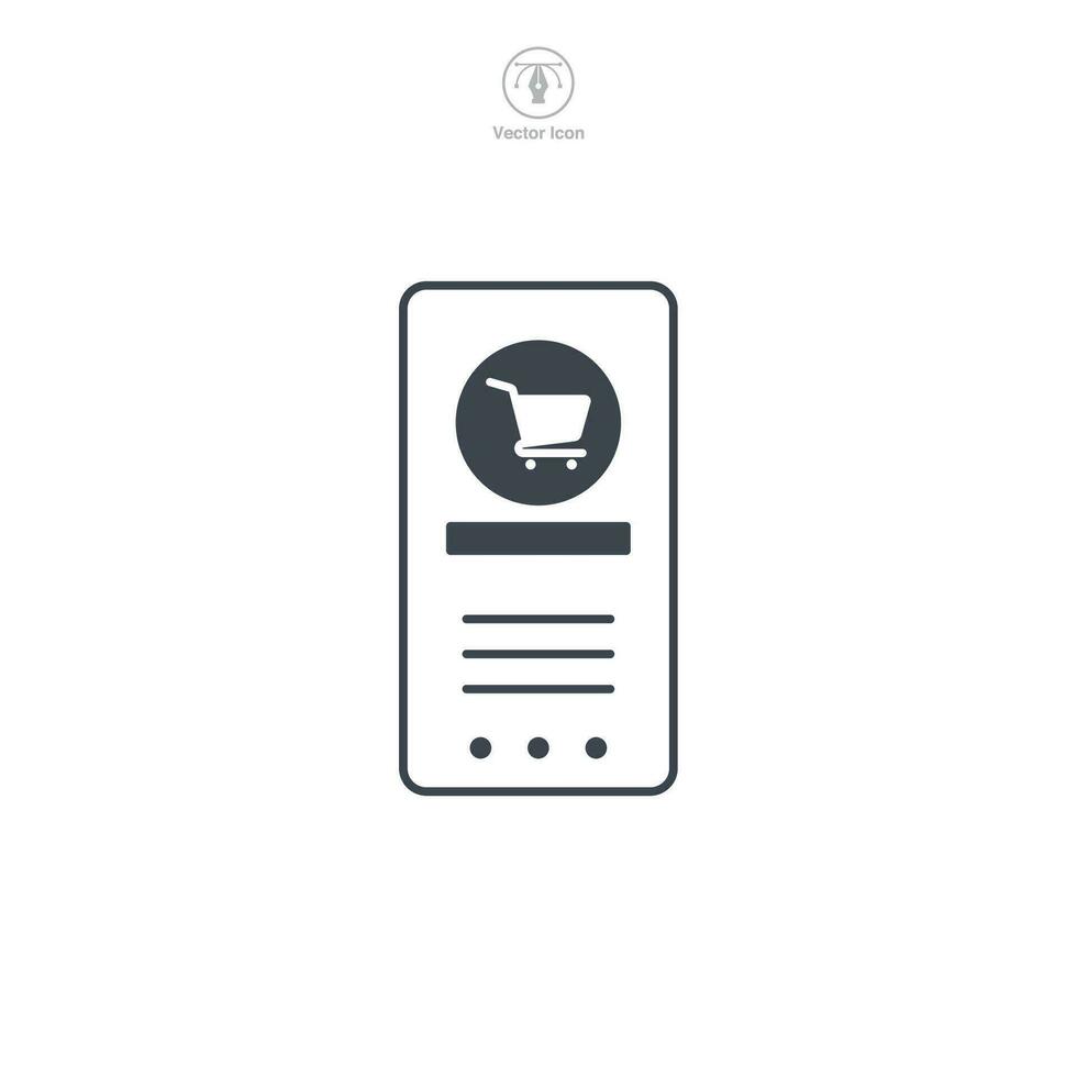 Mobile Phone with Shopping App Icon symbol vector illustration isolated on white background