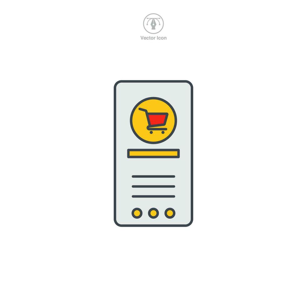 Mobile Phone with Shopping App Icon symbol vector illustration isolated on white background