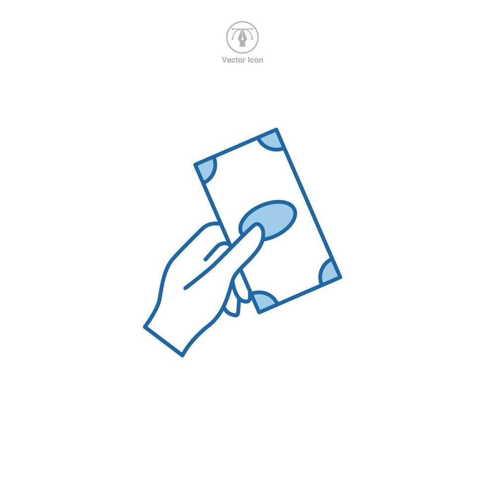 Receiving Money cash Icon. hand holding money symbol vector illustration isolated on white background