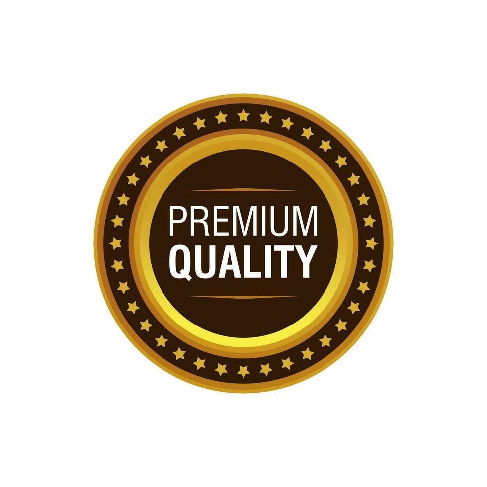 Unique Round Golden Badge with Text Premium Quality Template Vector, Award Gold and Brown Medal Design vector