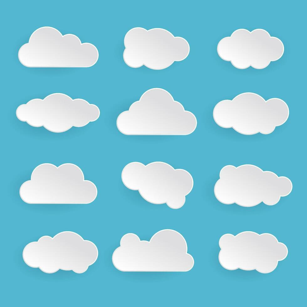 various simple 3d cloud collection vector