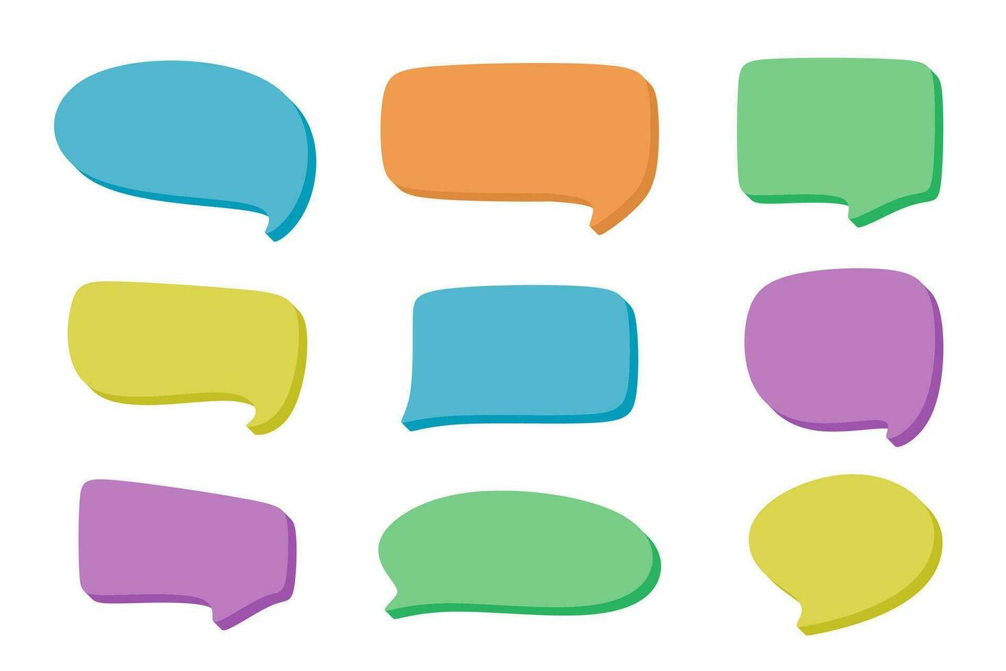 set of multicolored 3d speech bubble vector element