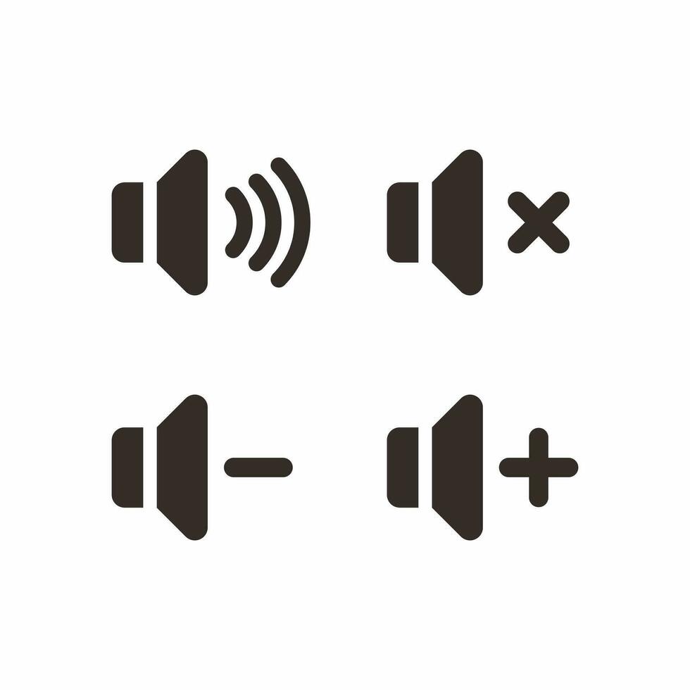 Set of Simple Flat Volume Icon Illustration Design, Modern Audio Silhouette Symbol Collection Template Vector