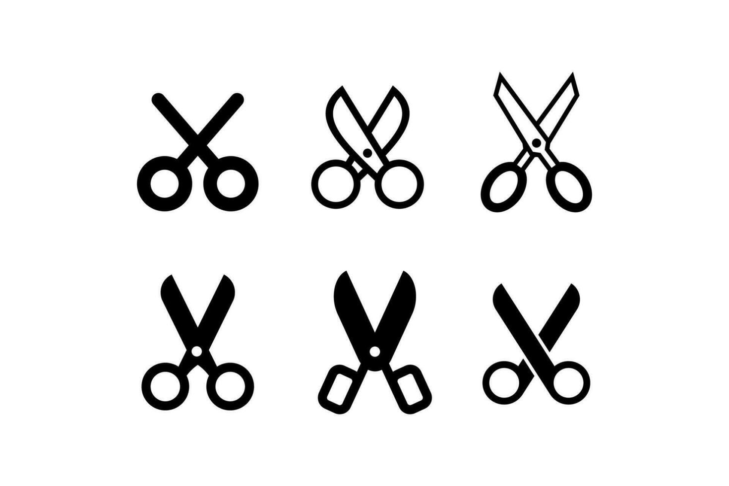 Set of Simple Flat Scissors Icon Illustration Design, Silhouette Scissors Symbol Collection Template Vector