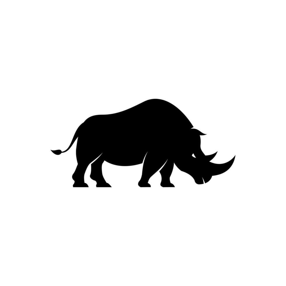 rhino icon illustration design, rhinoceros logo silhouette vector