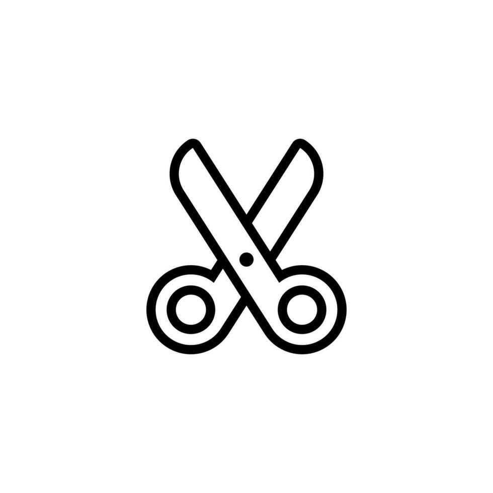 Simple Flat Scissors Icon Illustration Design, Silhouette Scissors Symbol with Outlined Style Template Vector