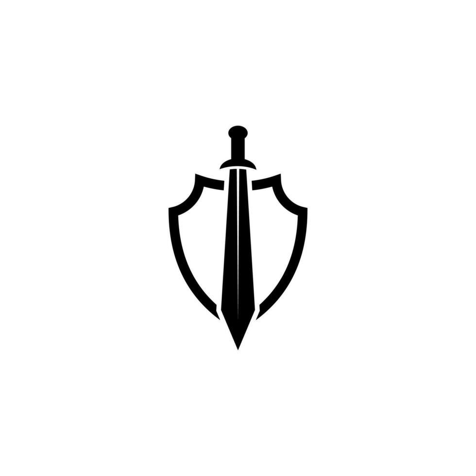 simple sword and shield icon design, flat sword and shield symbol vector