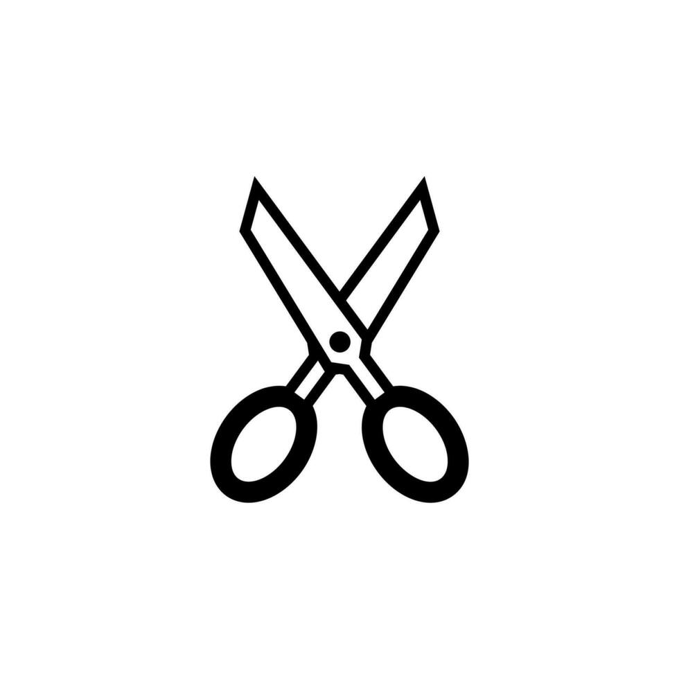 Simple Flat Scissors Icon Illustration Design, Silhouette Scissors Symbol Isolated on White Background Template Vector