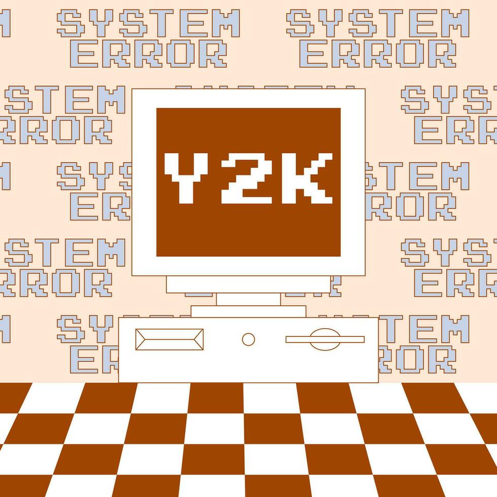 User Interface y2k card. Personal computer in flat style. Nostalgia pc elements and operating system. Delicate pastels vector illustration.