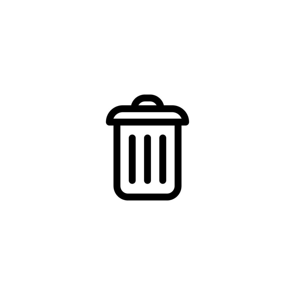 simple trash bin icon illustration design, modern trash can symbol with outlined style template vector