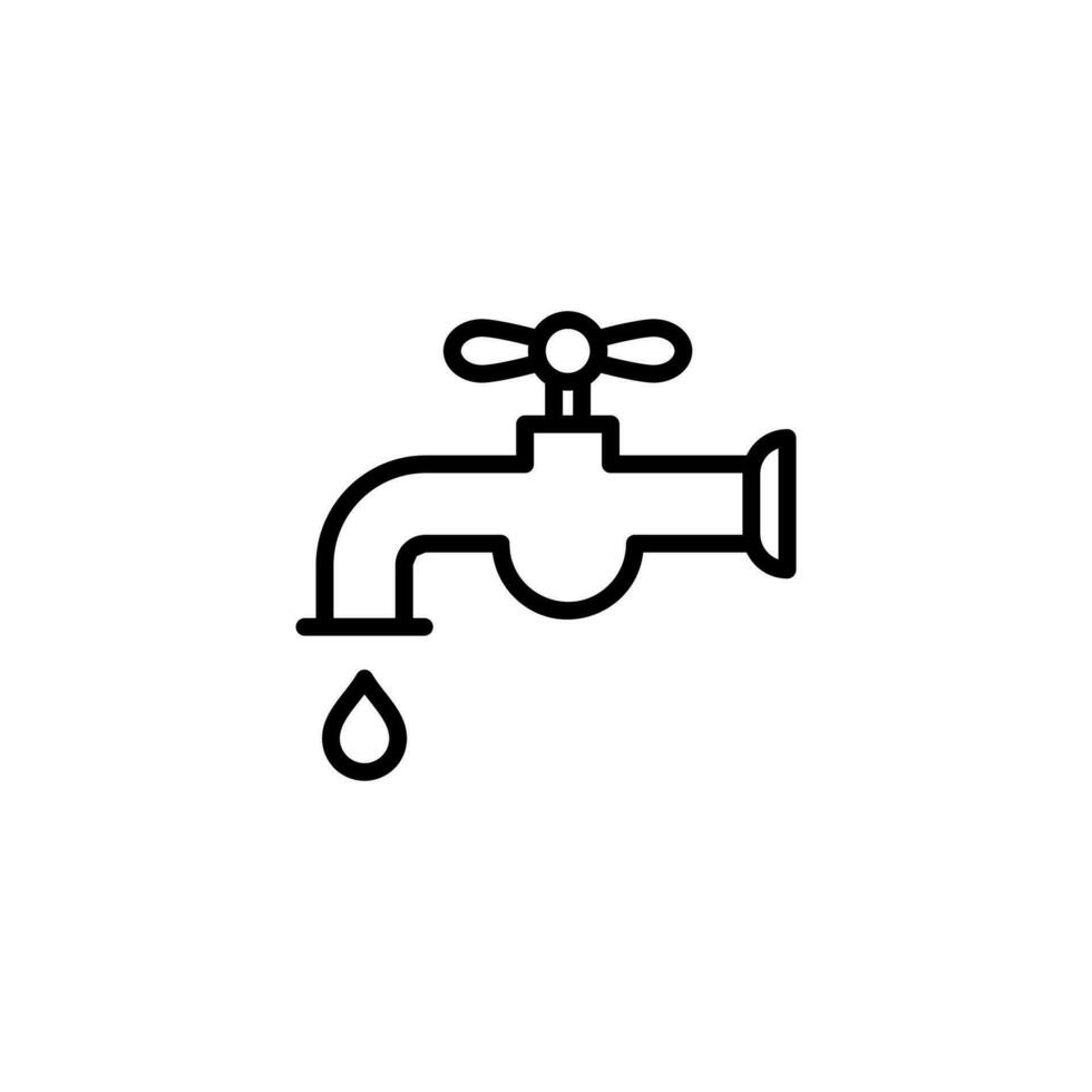 simple tap water icon illustration design, tap water symbol with outlined style vector