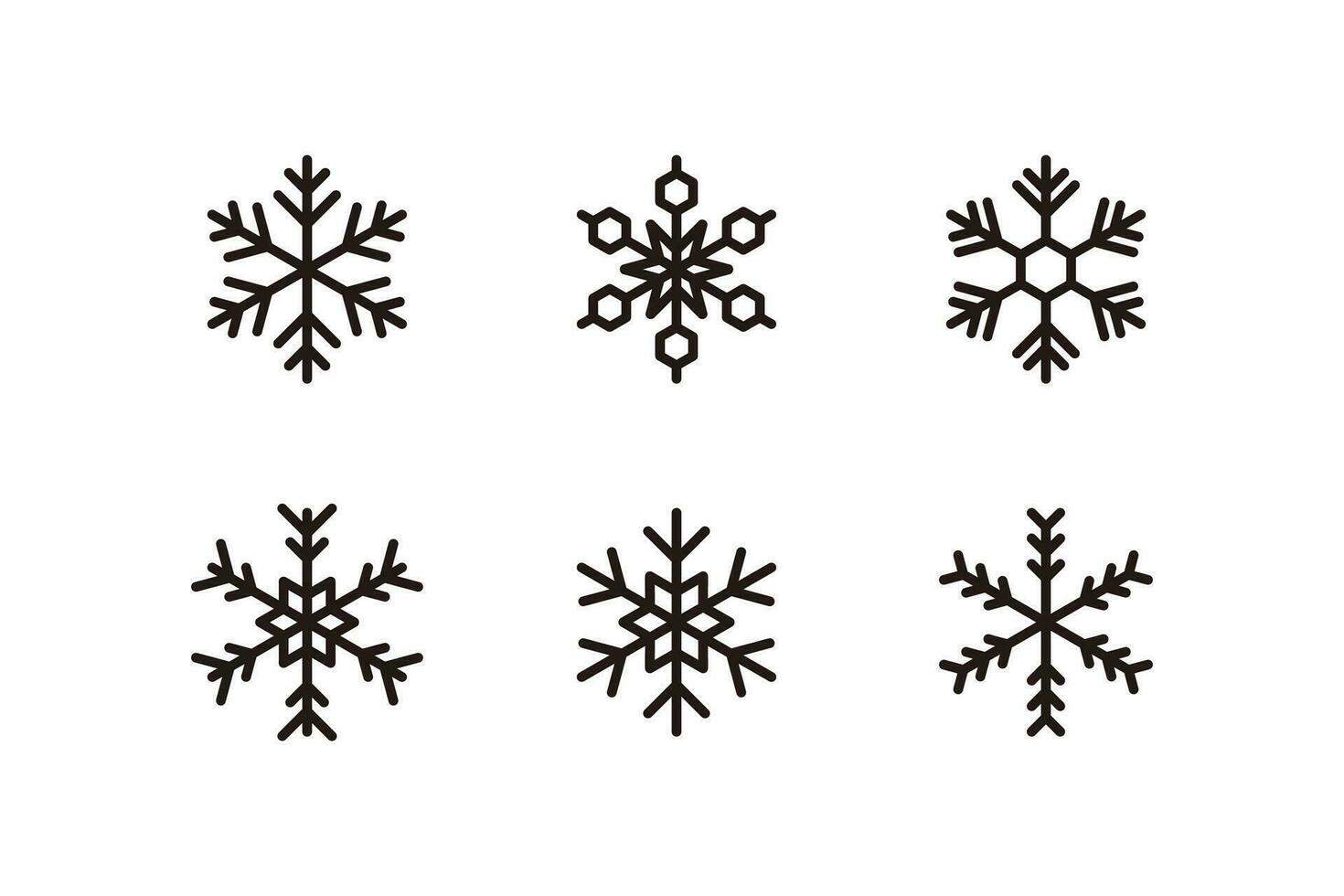 set of snowflake icon illustration design, snowflake element with outlined style template vector