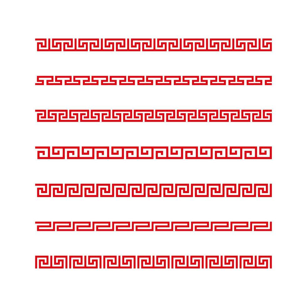 Set of Flat Chinese Border Design Vector