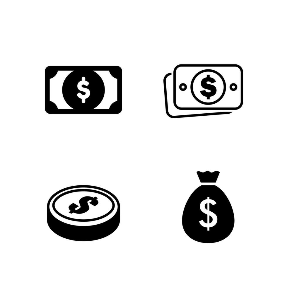 set of money icon illustration design, dollar symbol collection template vector