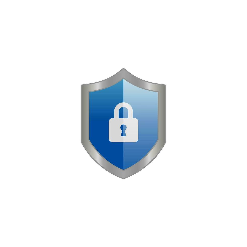 simple protection icon template vector, shield symbol with padlock vector