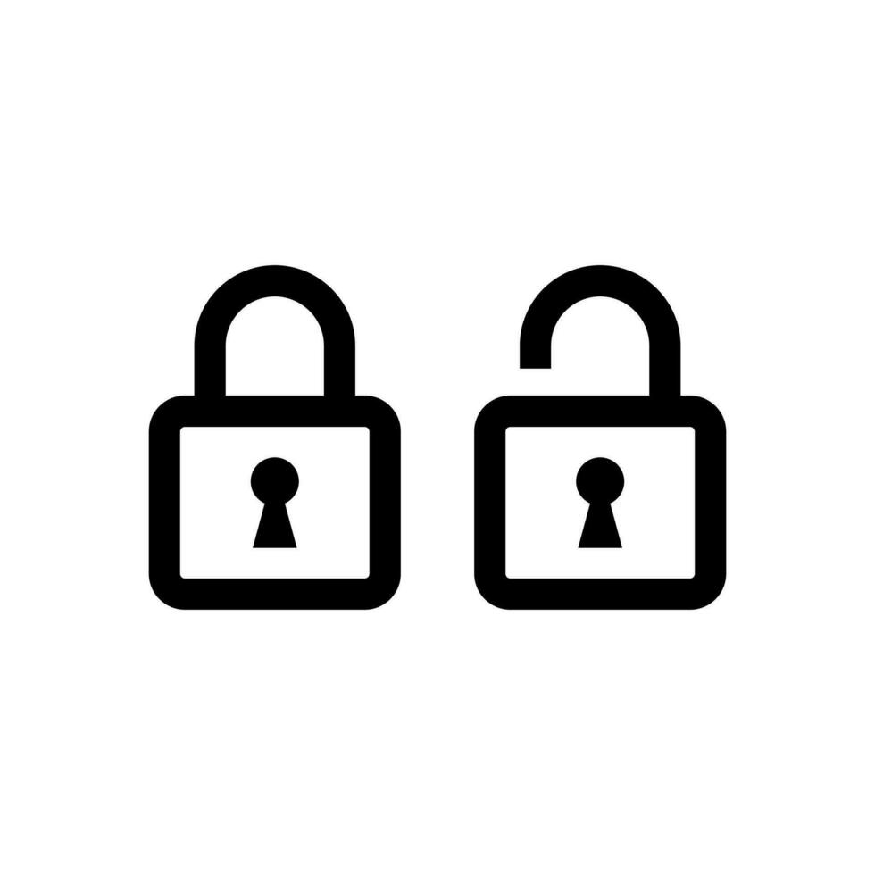 Set of Simple Lock and Unlock Icon Illustration Design, Flat Lock and