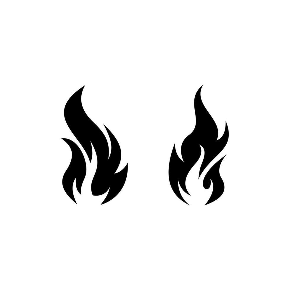 set of simple fire icon illustration design, silhouette flame symbol template vector