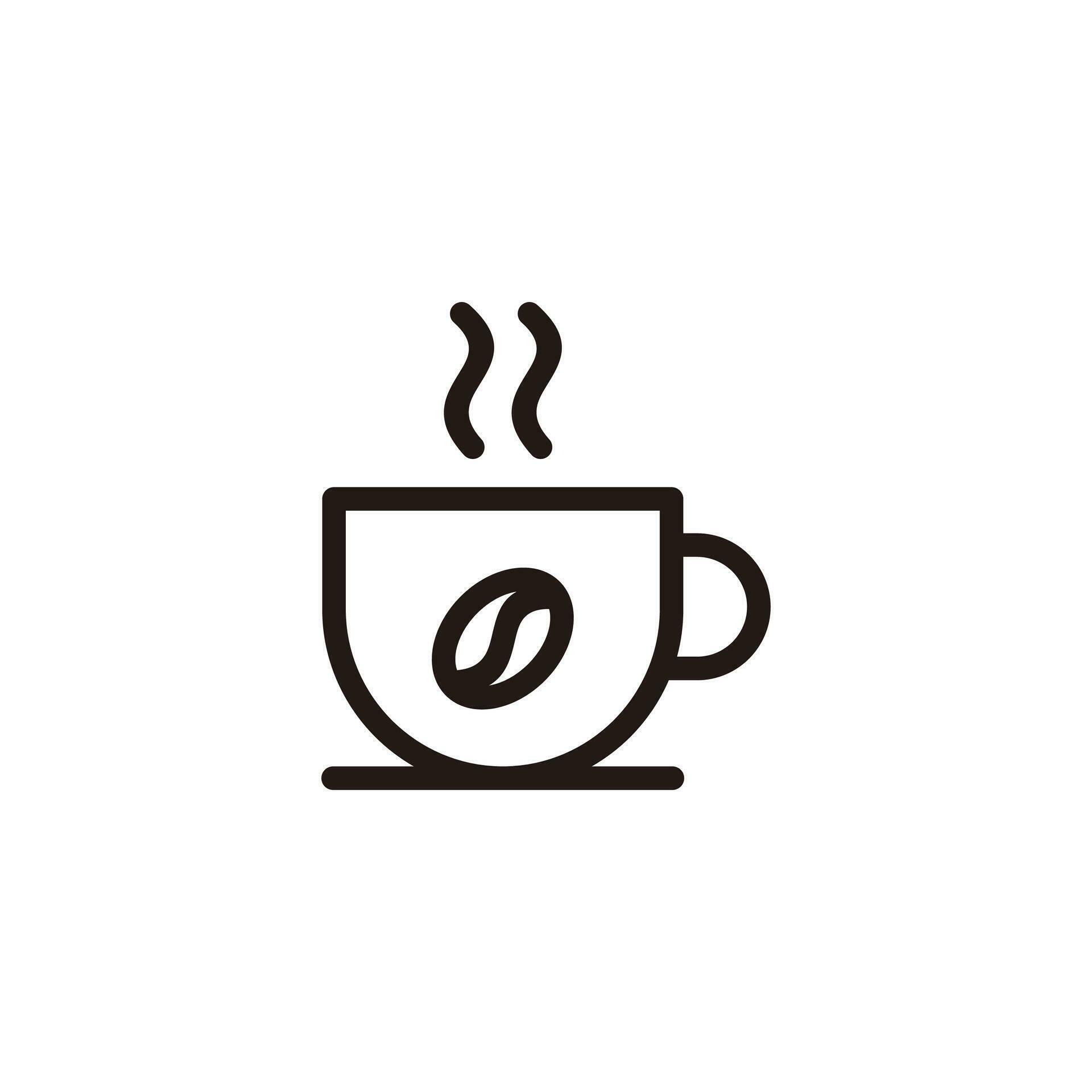 Simple Flat Coffee Icon Illustration Design, Black Silhouette Coffee