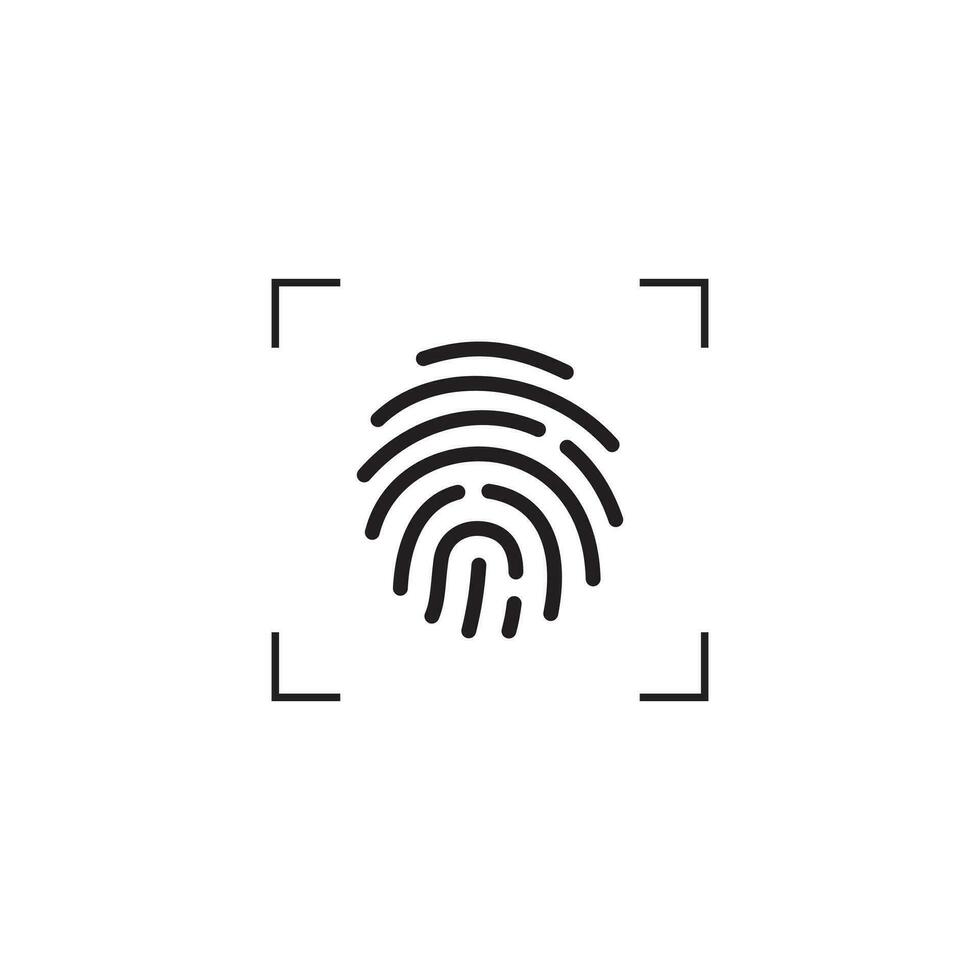 Simple Flat Fingerprint Icon Illustration Design, Fingerprint Scan Symbol Template Vector