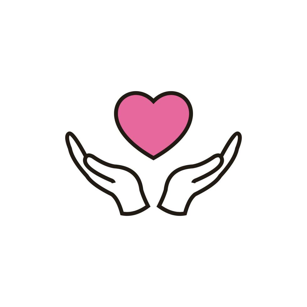 sencillo caridad icono ilustración diseño, caridad símbolo con resumido estilo y amor forma modelo vector