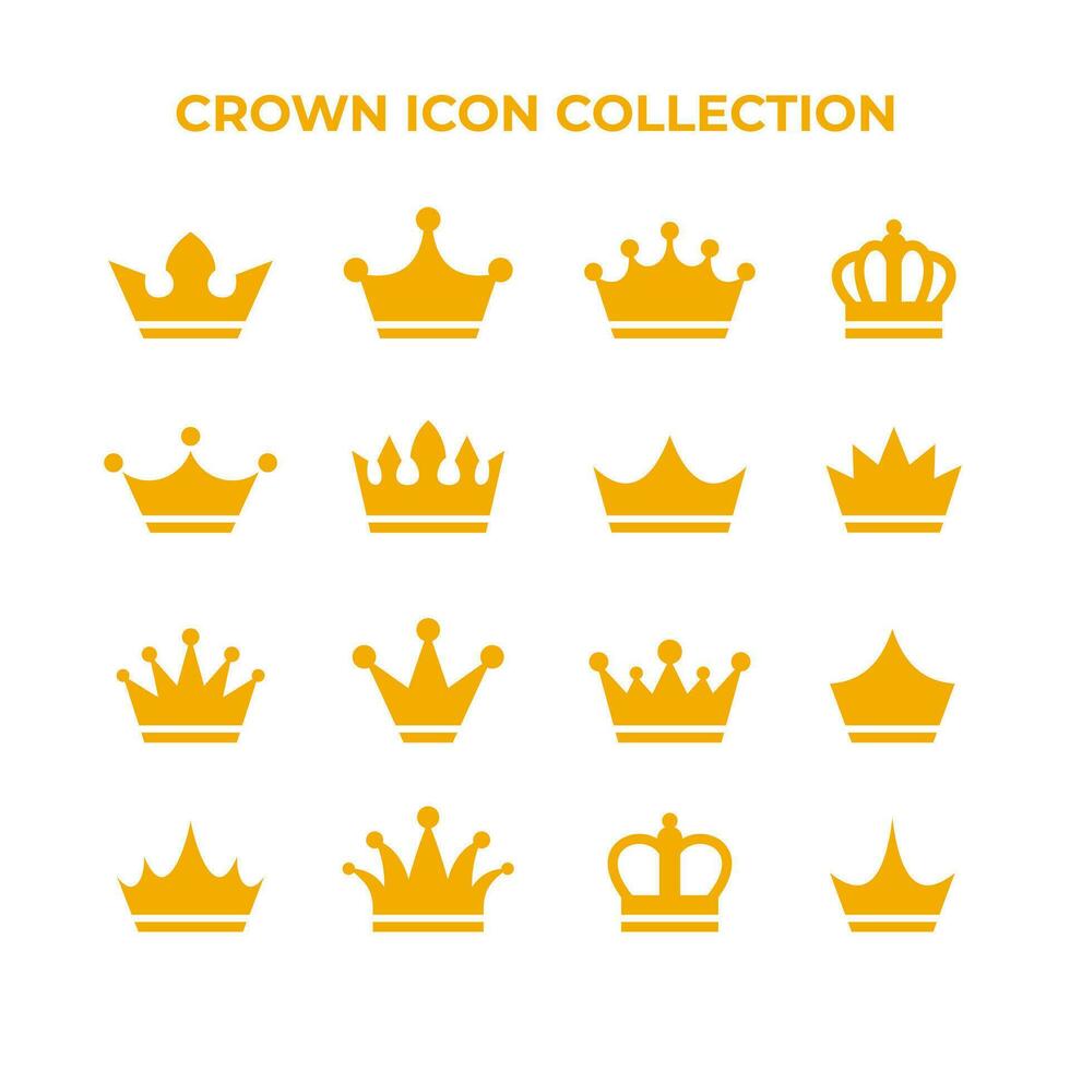 simple flat crown icon collection, crown symbol design vector