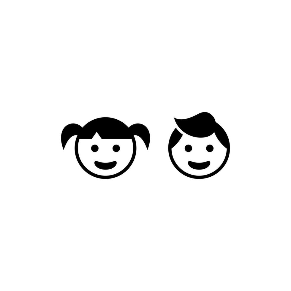 simple boy and girl icon, baby and child symbol vector