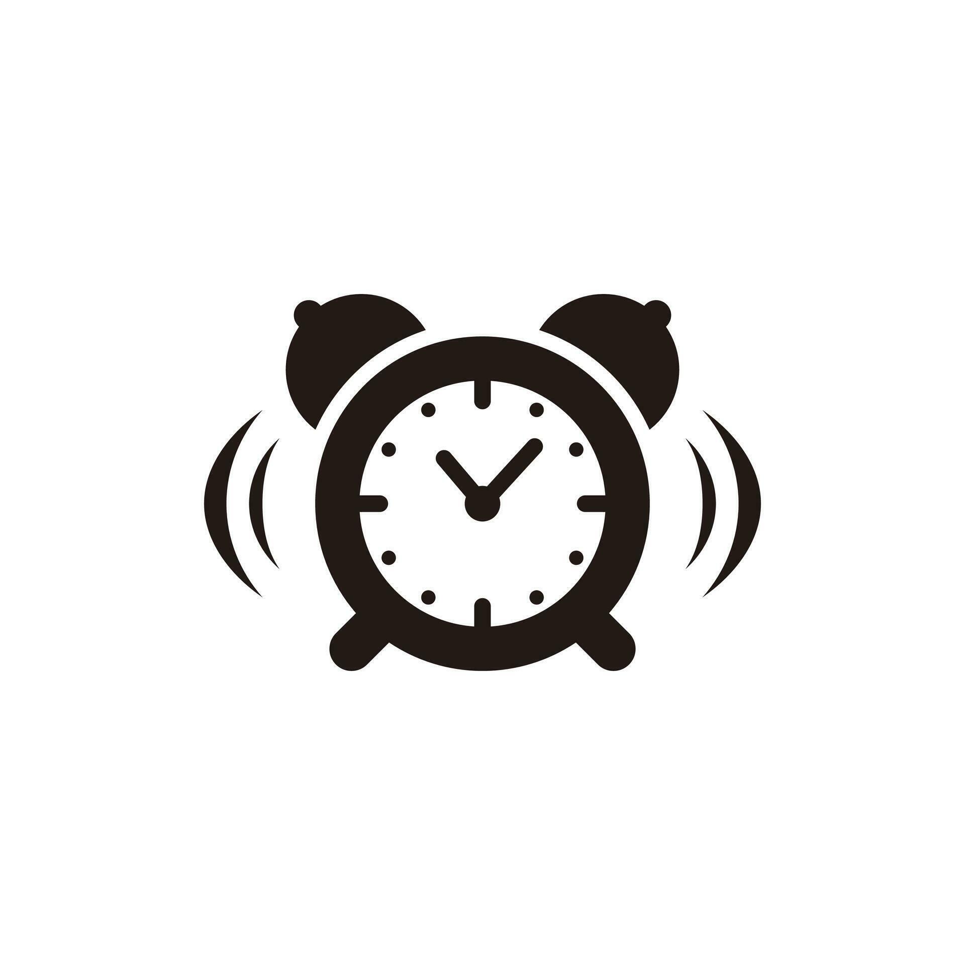 Alarm Clock Icon Illustration Design, Ringing Alarm Clock Symbol