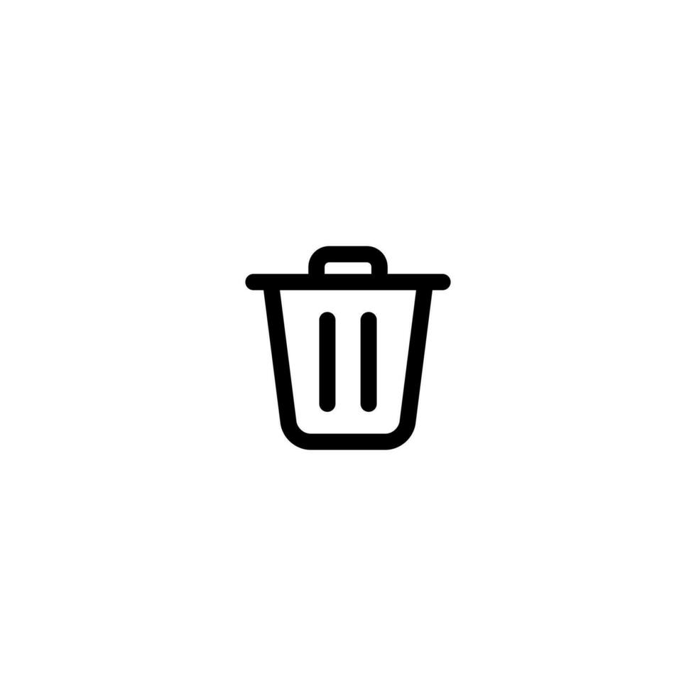 simple trash bin icon illustration design, modern trash can symbol with outlined style template vector