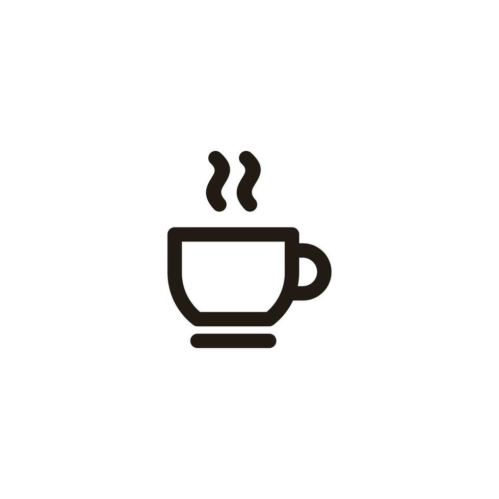Simple Flat Coffee Icon Illustration Design, Black Silhouette Coffee Symbol with Outlined Style Template Vector
