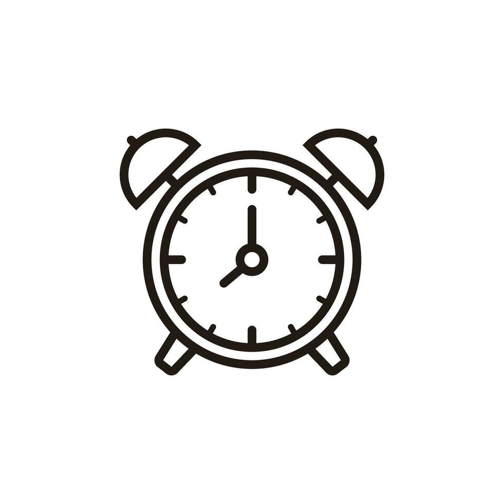 Alarm Clock Icon Illustration Design, Clock Symbol With Outlined Style Template Vector