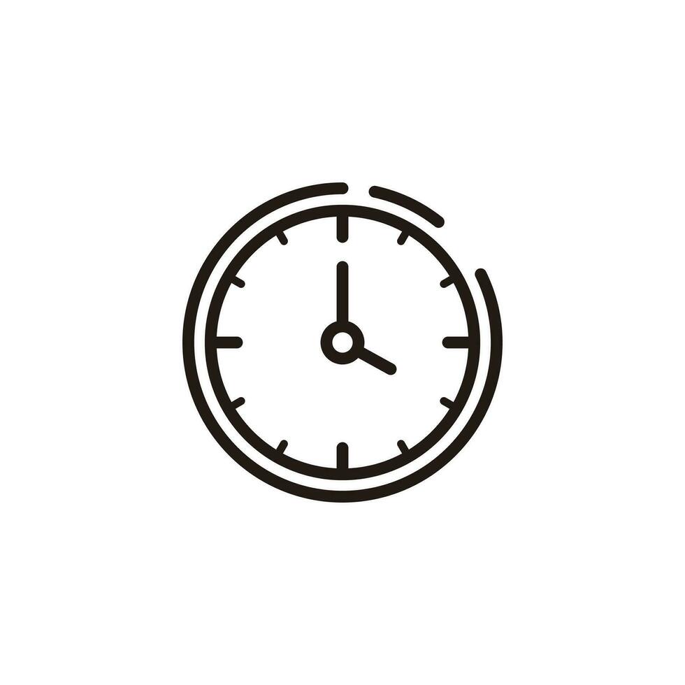 Modern Clock Icon Illustration Design, Clock Symbol With Outlined Style Template Vector