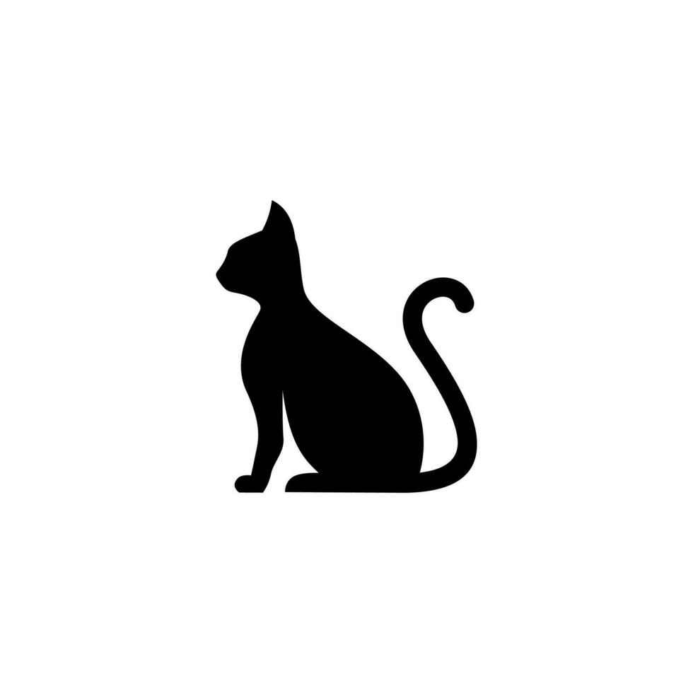 sitting cat icon illustration design, cat silhouette symbol vector