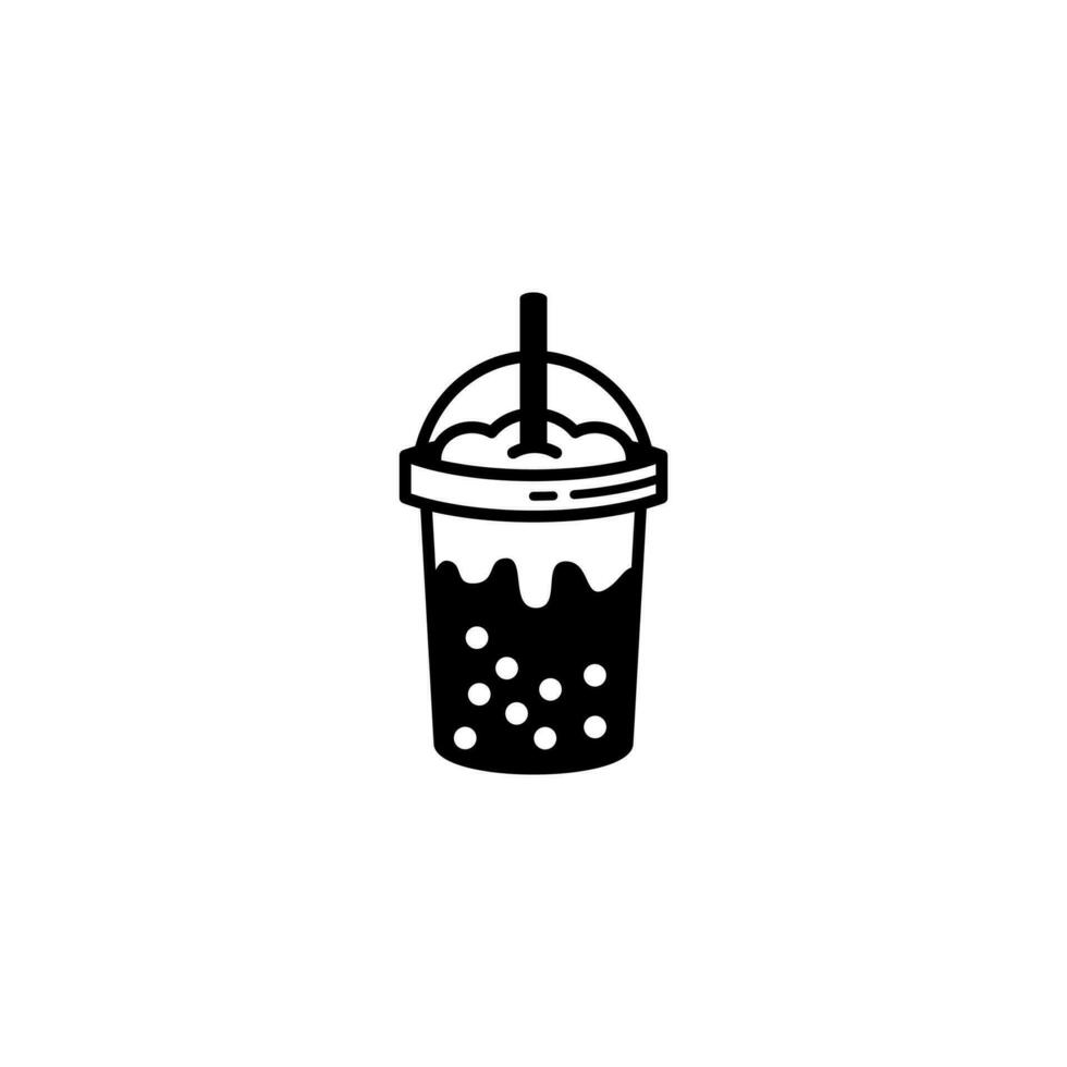 simple boba drink icon illustration vector, bubble tea symbol vector