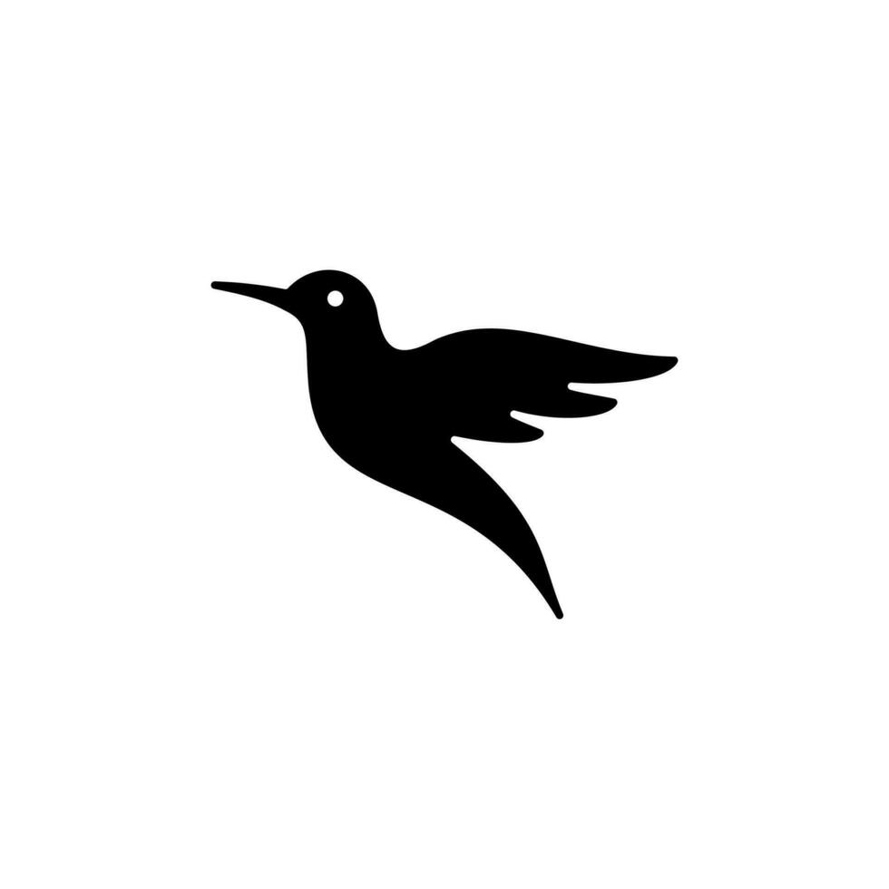 simple flying colibri bird icon illustration, hummingbird silhouette logo design vector