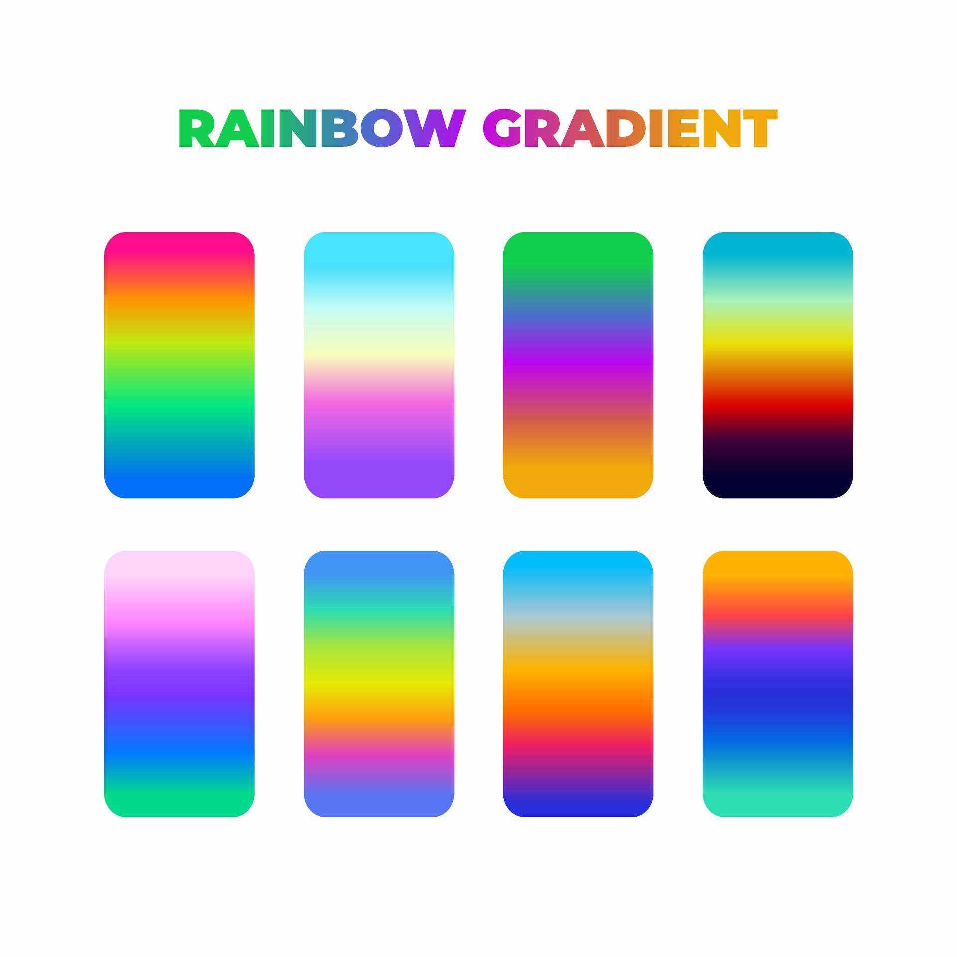 Set of Different Colorful Rainbow Gradients Vector, Trendy Linear ...