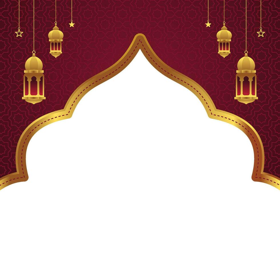 lujo rojo y oro islámico portón antecedentes modelo vector