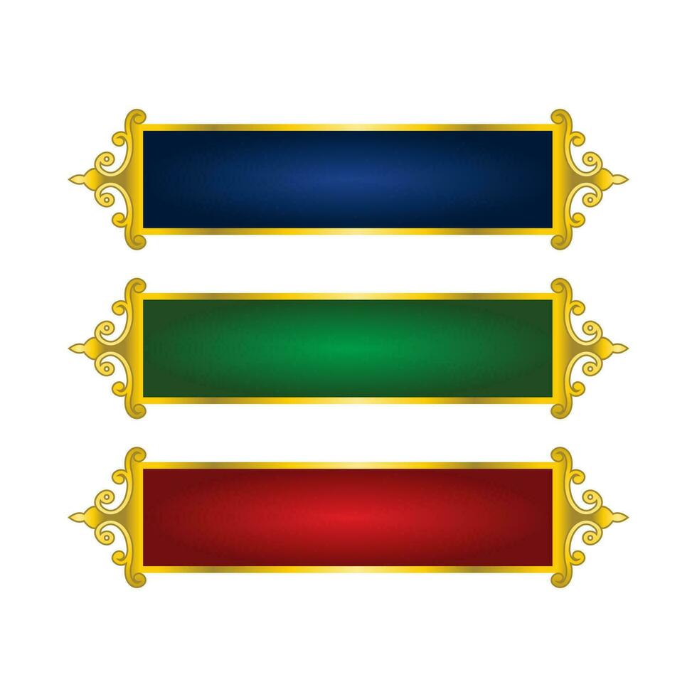 set of islamic ribbon shape with golden frame design vector