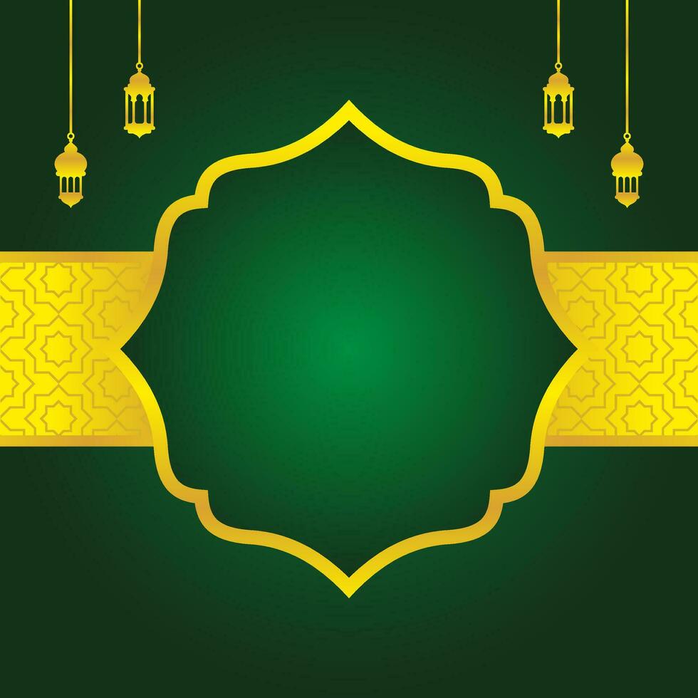 green islamic background design, islamic element with copy space template vector