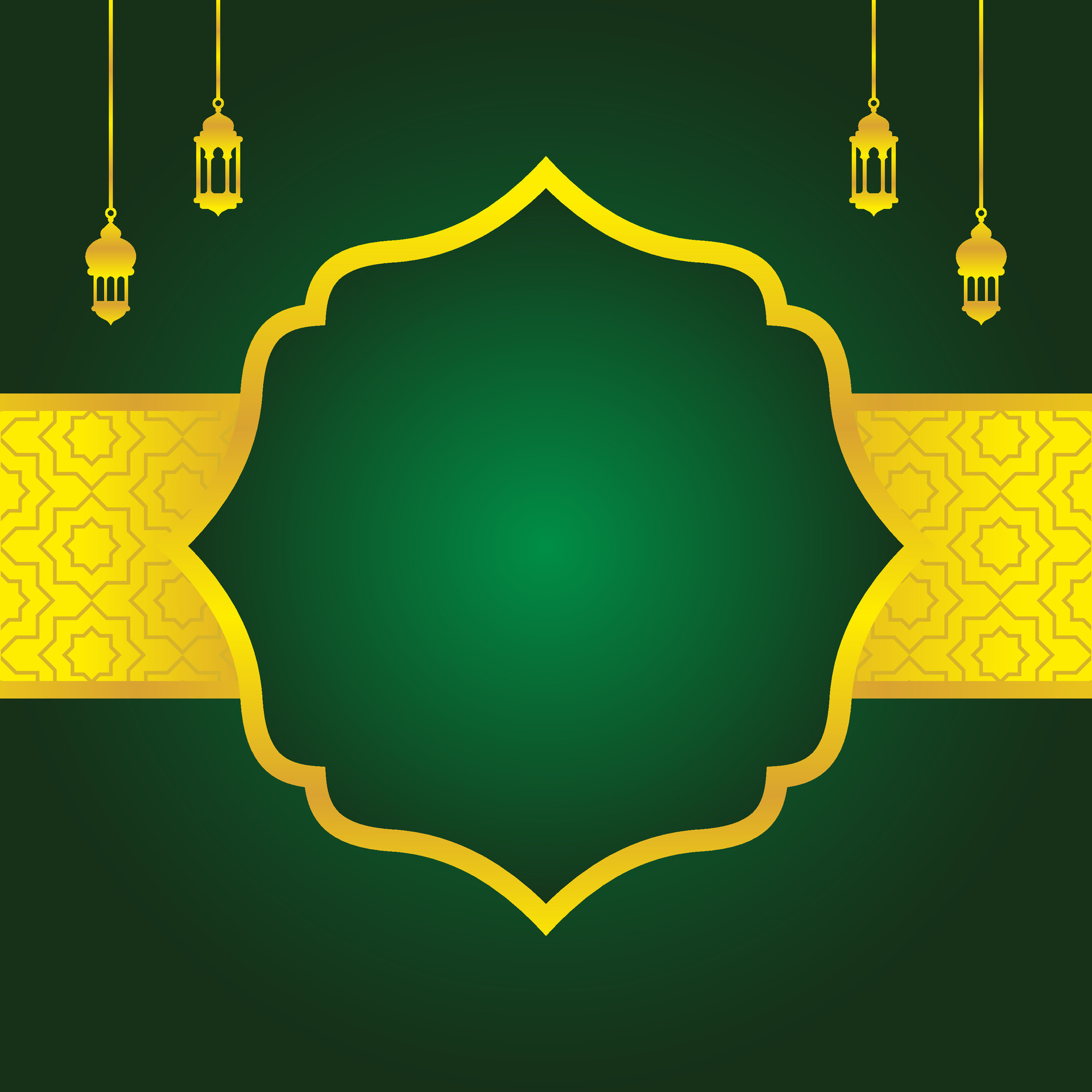 green islamic background design, islamic element with copy space