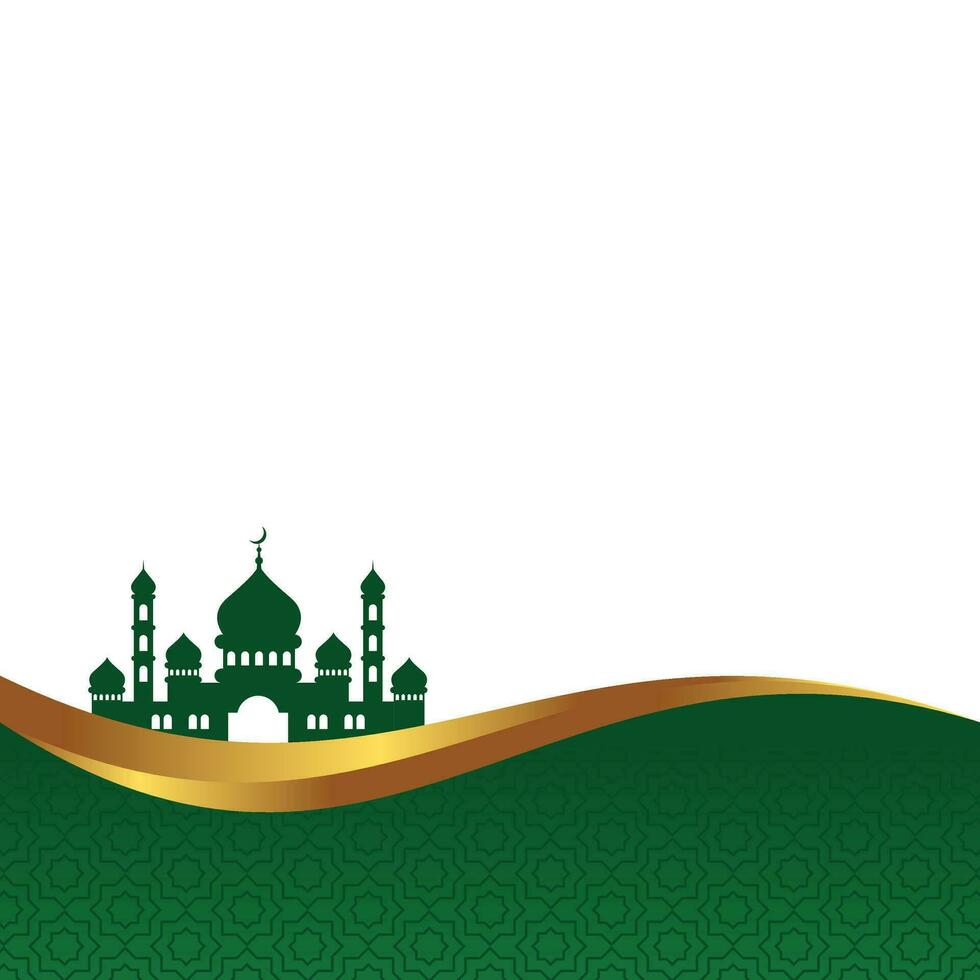 simple green and gold islamic background with mosque template vector