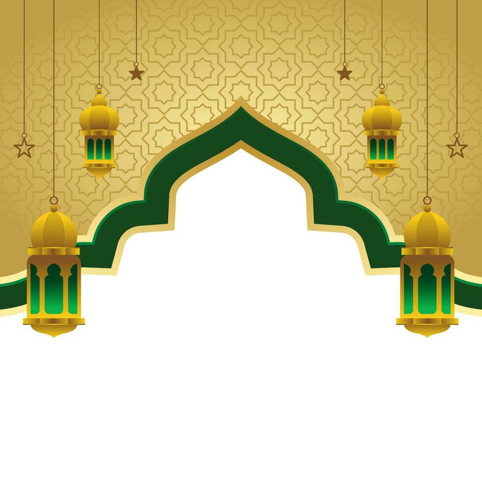 luxury golden islamic background with lanterns, islamic design element vector