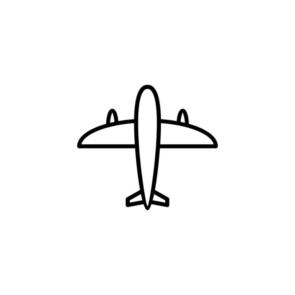 Simple Flat Plane Icon Illustration Design, Silhouette Plane Symbol with Outlined Style Template Vector