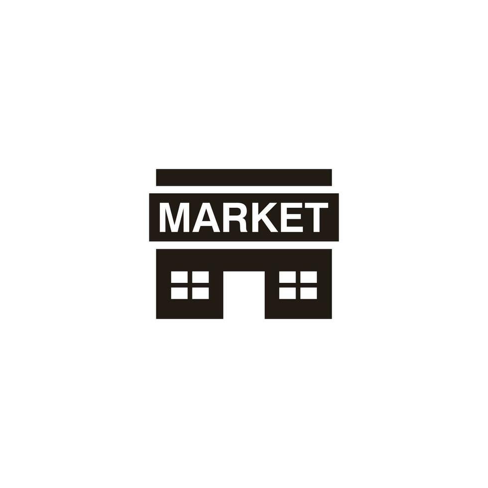 Simple Flat Market Icon Illustration Design, Silhouette Market Symbol Template Vector